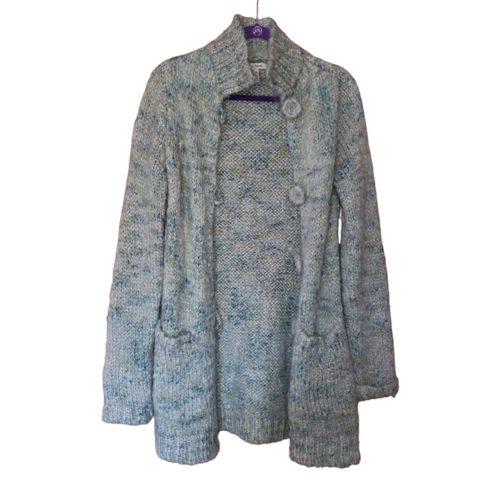 RARE Free People Wool Green Blue Vintage Cardigan Sweater